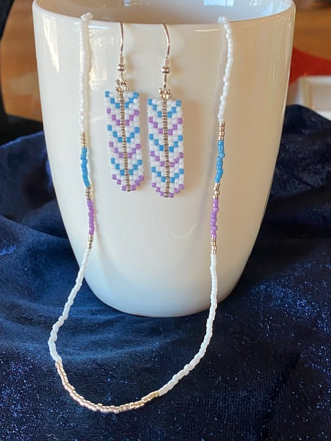 Dainty Seed Bead Necklace & Earrings