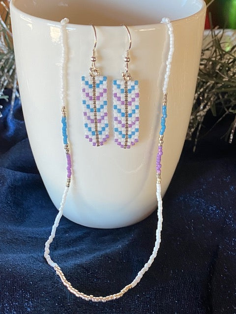 Dainty Seed Bead Necklace & Earrings