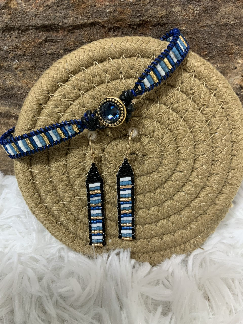 Seed Bead Earrings & Bracelet SET